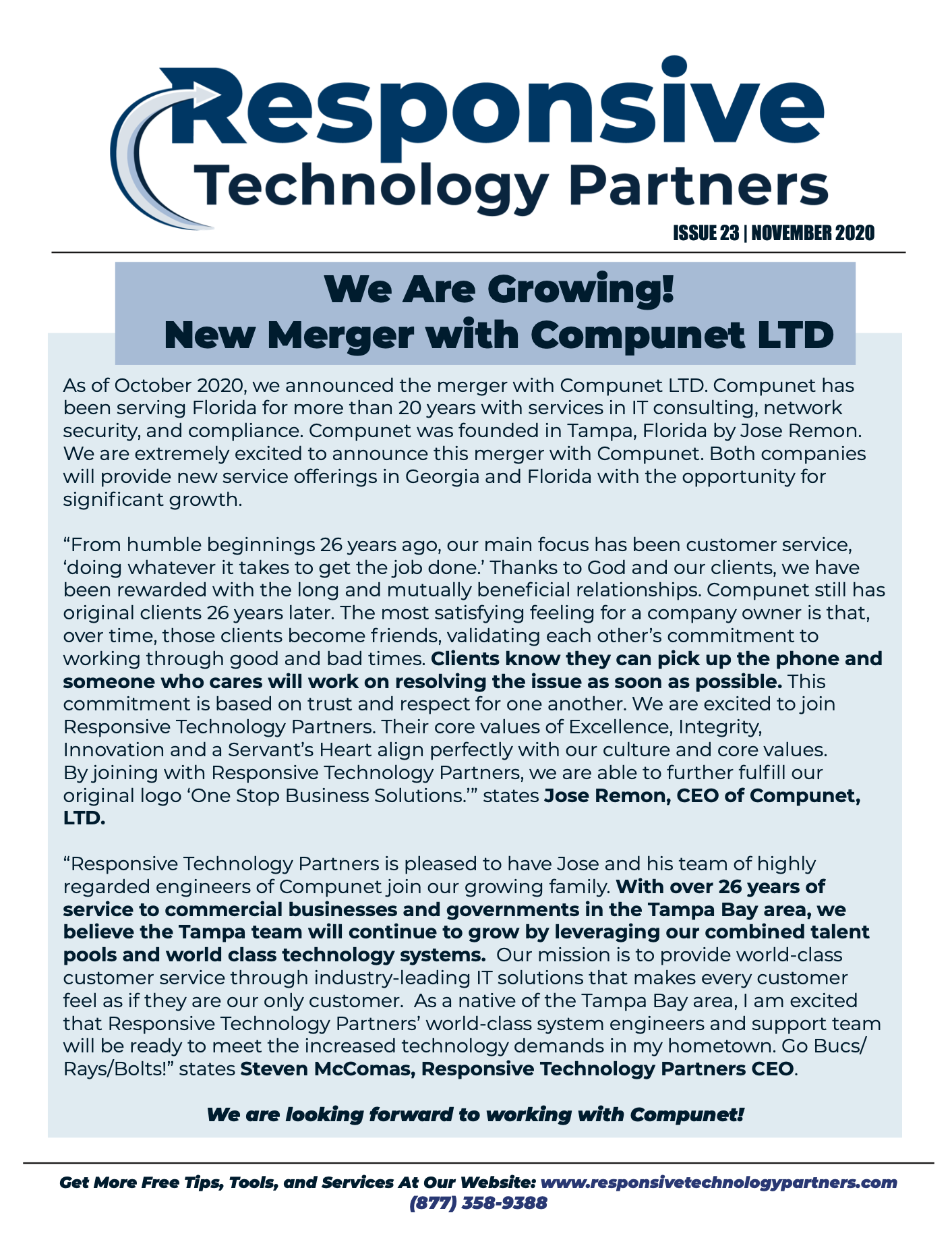Newsletters - Responsive Technology Partners